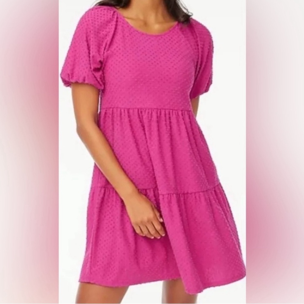 J. Crew clip dot tiered swing dress